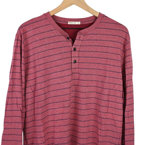 Marine Layer Double Knit Easy Stripe Henley, M/L - Picture 2 of 4